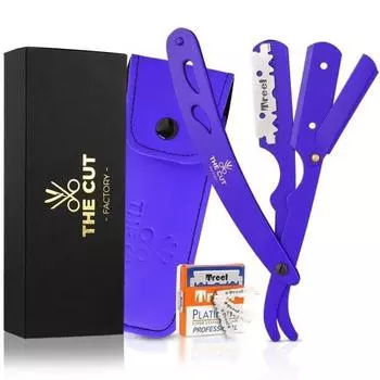 THE CUT FACTORY 100 шт. в упаковке Platinum Treat Professional Barbers Single Blade Edge Razor Cut Factory Straight из 100% нержавеющей стали черного, синего цвета