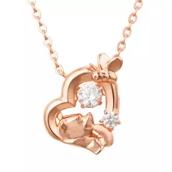 the Dancing Stone Necklace Disney Silver 925 Cubic Zirconia Heart Pink Gold DISS011PG [White Clover] Winnie Pooh Women s