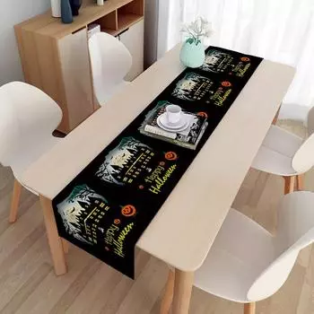 The Dark Castle Halloween Table Cloth Rectangular Dustproof Decorations Tables Clothes for Halloween 33*150 cm