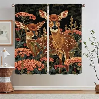 The Deer Chirped Bedroom Curtains 2 Pieces Beaded Curtain Tiebacks Ready Curtains Cheap Things With Free Shipping for Home Blind W50xH70cmx2pcs-CL