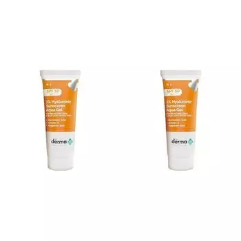 The Derma Co 1% гиалуроновый солнцезащитный крем SPF 50 Aqua Gel, PA++++, легкий, без белого оттенка, для широкого спектра действия - 30 г (Упаковка из 2 шт.)