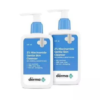 The Derma Co 2% ниацинамид Мягкое очищающее средство для всех типов кожи | Не вызывает раздражения | 100% без мыла | 125 мл (Упаковка из 2 шт.)