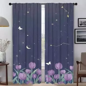 The Edge of the Flower Kitchen Curtains for Living Room Blackout Curtain Halloween Decoration Home Interior Curtains 2 Pieces W50xH70cmx2pcs-CL