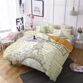 The Eiffel Tower 3d Bedding Set Printed Duvet Cover Set Pillowcase Twin Full Queen King Size Bedclothes Bedclothes Drop Shipping 135x200cm