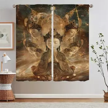 The Eleven Sides of Avalokitesvara Bedroom Blackout Curtains Curtains Offers Beaded Curtain Living Room Partition Window Blinds W50xH70cmx2pcs-CL