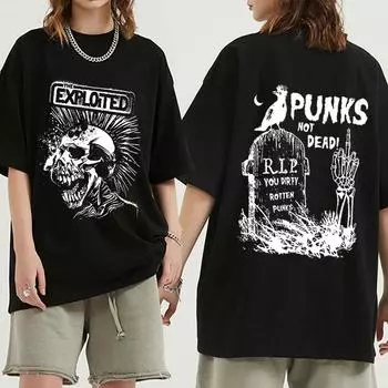 The Exploited Retro Tee Punks Not Dead Streetwear T-shirt Men s Women Hip Hop 100% Cotton Daily Casual Harajuku Tees S