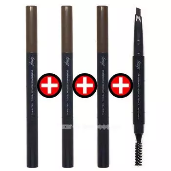 The Face Shop Designing Eyebrow Auto Pencil, No. 03 Brown, 4 pcs.