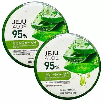 The Face Shop Fresh Jeju Aloe Успокаивающий гель 300 мл (тип контейнера) х 2