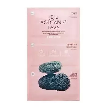 [The FACE Shop] JEJU VOLCANIC LAVA 3-шаговые полоски для удаления черных точек для носа