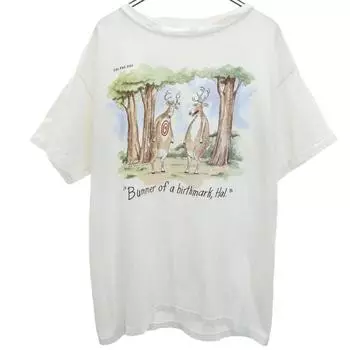 THE FAR SIDE 80-е Футболка с коротким рукавом Одинарный шов белая Far Side Мужская Б/У