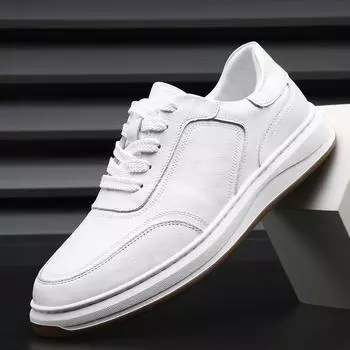 The first layer of cowhide autumn new versatile little white shoes men s leather breathable casual shoes men s trend thick baseplate shoes 38