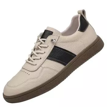 The first layer of cowhide casual versatile little white shoes fashion leather men s shoes Korean version trend board shoes breathable non-slip Ger 38 чёрный