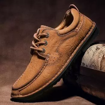 The first layer of cowhide men s shoes, autumn outdoor casual leather shoes, soft-soled lace-up middle-aged and elderly shoes, dad shoes, one shoe. 38