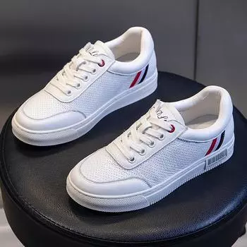 The first layer of cowhide women s shoes 2025 summer new breathable fashion casual shoes flat-soled single shoes shallow mouth white shoes women s ti 35