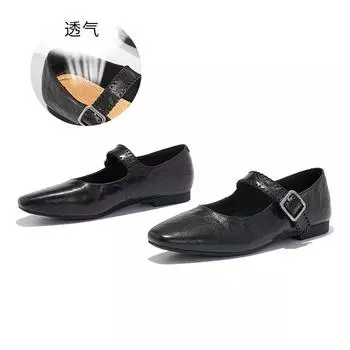 The first layer of sheepskin Mary Jane shoes women s 2025 summer new flat-soled small leather shoes French versatile and beautiful fashion shoes 35