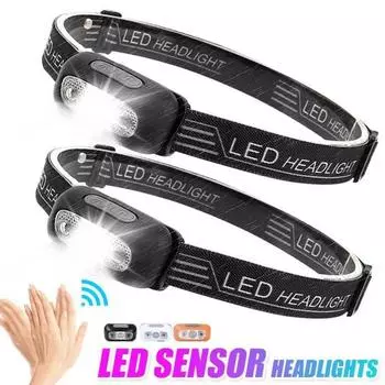 The front light USB powerful LED charging sensing headlights night outdoor camping hand -painted flashlight fishing work lamp