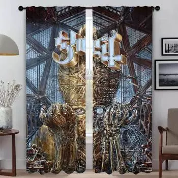 The Ghosts Band Домашний интерьер Шторы для камеры Тюль для спальни Современные шторы для гостиной 2 шт. Украшения на Хэллоуин W50xH70cmx2pcs-CL