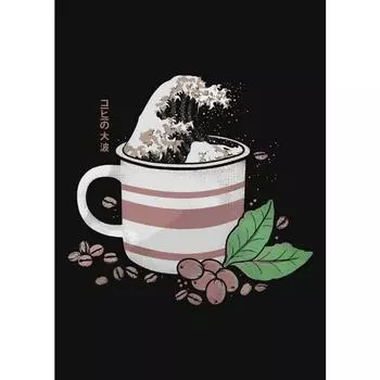 The Great Wave of Coffee Canvas Painting Print Coffee Lover Poster Japanese Art Kanagawa Wall for Living Room Home Decor Gift 21cm30cm NoFrame