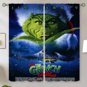 The-Grinch Шторы для гостиной, двери, спальни, затемняющие шторы, салон, 2 шт., щупальца, покрывало, подхваты для штор, жалюзи W50xH70cmx2pcs-CL