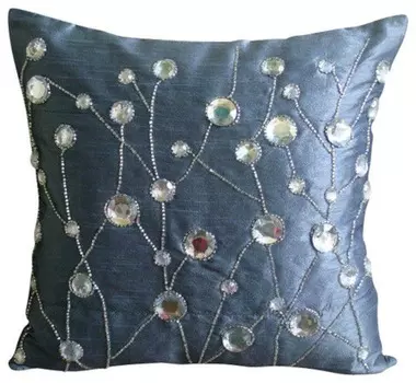 The HomeCentric Euro Pillow Cases Blue Euro Pillow Cover Silk Pillow Cover Crystals Euro Size Pillow Cover Easter - Dew Drop Diamond 16 x 16 inch синий