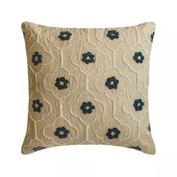 The HomeCentric Euro Sham Pillow Blue Euro Sham Pillows Льняная вышивка Накидки европейского размера для кровати Природа и цветы Современный стиль Easter - Brunnera