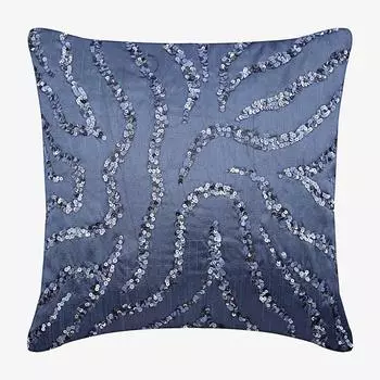 The HomeCentric For Sofa Midnight Blue Pillow Shams Sequins Abstract Sparkly Glitter Pillow Shams Tafte Pillow Shams Modern Striped - Whirlpool 12 x 12 inch синий