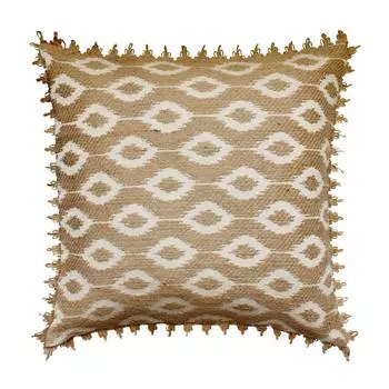 The HomeCentric Наволочки для подушек Бежевые наволочки Джутовые джутовые кружева и декоративная подушка икат для дивана Геометрический принт Современный стиль Пасха - татами 12 x 12 inch бежевый