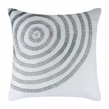 The HomeCentric Pillow Case Zip, White Pillow Cover Luxury White Pillow Shams, Spiral Pipe Beads, Pillow Sham, Square Silk - Staying Centered 12 x 12 inch белый