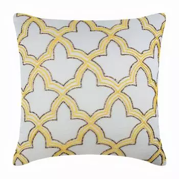 The HomeCentric с застежкой-молнией Желтые шамсы Решетчатая подушка Подушка из бисера Шам-подушка Подушка из хлопка и льна Подушка-ложная с геометрическим рисунком - Желтый закат Тадж 14 x 14 inch жёлтый