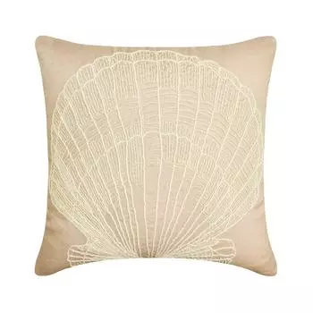 The HomeCentric Throw Mocha Pillow Shams Beaded Oyster Sea Creatures Ocean Beach Theme Pillow Shams Cotton Linen Pillow Shams - Scallop Shell 12 x 12 inch бежевый