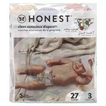 The Honest Company, Honest Diapers, размер 3, от 16 до 28 фунтов, рисунок кактуса, упаковка 27 шт.