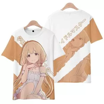 THE IDOLM@STER Женские и мужские футболки с рисунком из мультфильмов, с круглым вырезом, свободные, с короткими рукавами, модная мужская одежда, уличная одежда XS