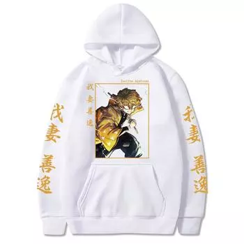 The Japanese anime Demon Slayer Harajuku manga streetwear men s hoodie Agatsuma Zenitsu printed sweatshirt S