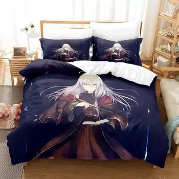 The Journey of Elaina Bedding Set Anime 3d Duvet Cover Sets Comforter Bed Linen Twin Queen King Single Size Kids Gift Cartoon EU Single 135x200cm