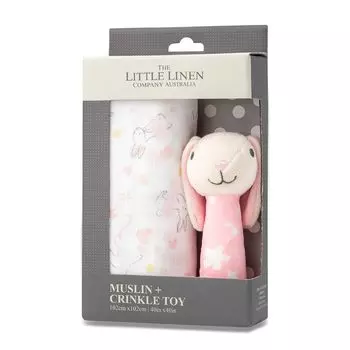 The Little Linen Company Хлопковая пеленка Nigi Nigi Set Муслиновая мятая игрушка Кролик Балерина Банни TLLCMT2909 +