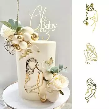 Украшение для торта «Мамочка, которая будет» С Женским Днем Будущая мама Штриховой рисунок Силуэт Украшения для торта День рождения Товары для вечеринки