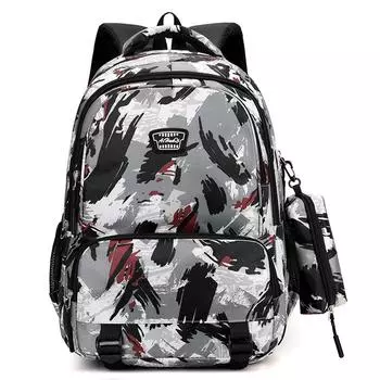 The new backpack is simple and casual, and the schoolbag for primary and secondary school students is light and burdensome, and the large-capacity серый