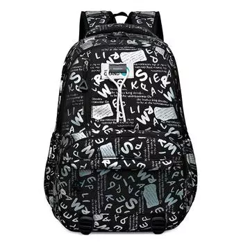 The new backpack is simple and large-capacity, junior high school student schoolbag, fashionable leisure travel backpack. чёрный
