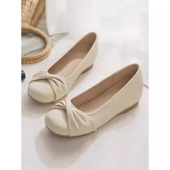 The new flower evening shoes are a single shoe woman with a lazy commuting flat bottom and a skirt 35