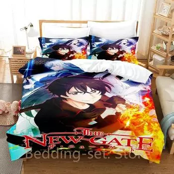 THE NEW GATE Bedding Set Single Twin Full Queen King Size Bed Set Adult Kid Bedroom Duvetcover Sets 3D Print Anime Bed Sheet Set EU Single 135x200cm