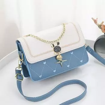 The New High Appearance Level Macaron Embroidered Thread Printed Handbag with Advanced Sense All Match Color Small Square Bag All Match Tide .