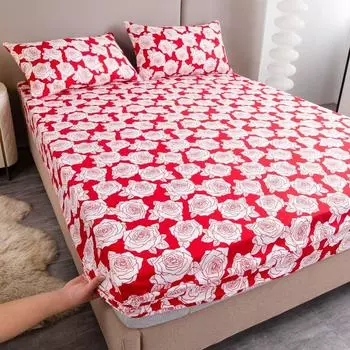 The New Printing The Fitted Three-piece Suit Breathable Skin Friendly Mattress Set Bring Elastic Sheets To Cover The Bedding 99x190x28cm 3pcs