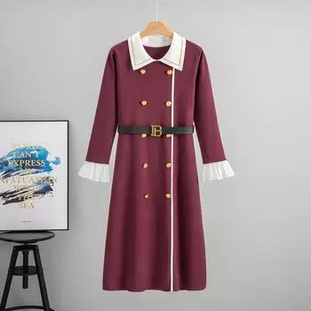 The New Retro Knitted Dress for Autumn and Winter Exudes A Youthful, Fashionable and Sophisticated Look for Women one size