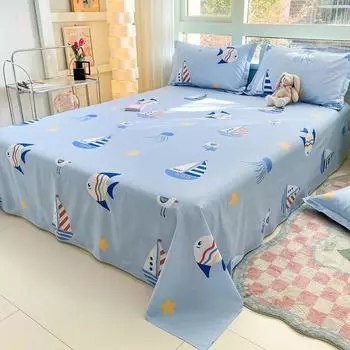 The New Sheet Set Is 100% Cotton Bed Linen Sets Double Sheet Cartoon Printed Student Universal Bedding 120x230cm 2pcs