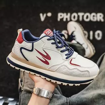 The new spring pattern machine is spliced with fashionable and versatile athleisure men s shoes, with a thick-sole, heightened, non-slip and wear-res 39