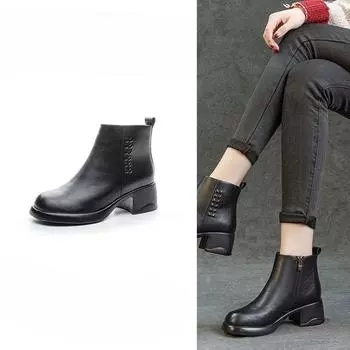 The New Style of Boots Women s Shoes Versatile Casual Slim Boots Short Boots and Thick Boots 35