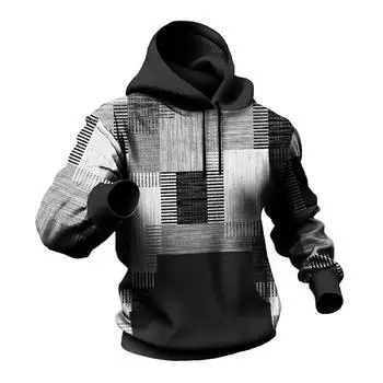 The New Trend of Men s Hooded Sweater Splicing Design Simple Fashion Version of Loose Versatile Printed Sports Tops S