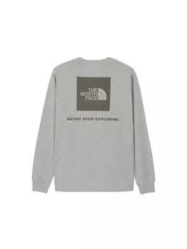 The North Face Back Square Logo Mixed Long Size XS Tee, Gray/Gray, Sleeve,