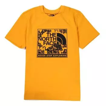 The North Face Размер принта логотипа CNY Размер графики на коробке Футболка Summit Gold, Мужская, Женская, Унисекс, M, Футболка, NF0A4U8S, S, [Б/у]