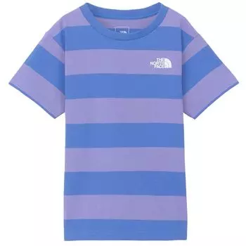 The North Face Short Sleeve Field Striped Mud UV Optic Size 120 Kids Tee, Unisex, Resistant, Anti-Static, Protection, Violet,
